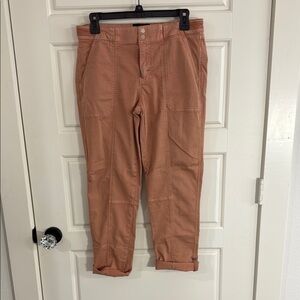 Tan Cropped Ankle Pants Relaxed Fit